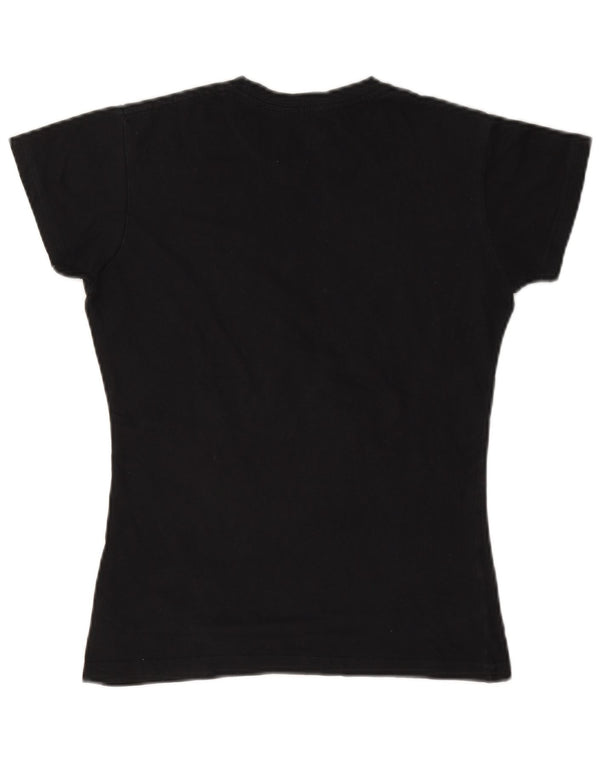 Hard Rock Cafe Femmes Amsterdam Graphic T-Shirt Top UK 6 XS Noir Coton