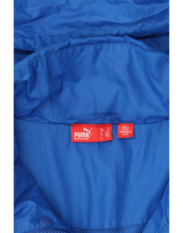 PUMA Mens Hooded Rain Jacket UK 40 Large Blue Polyester Vintage Puma and Second-Hand Puma from Messina Hembry 