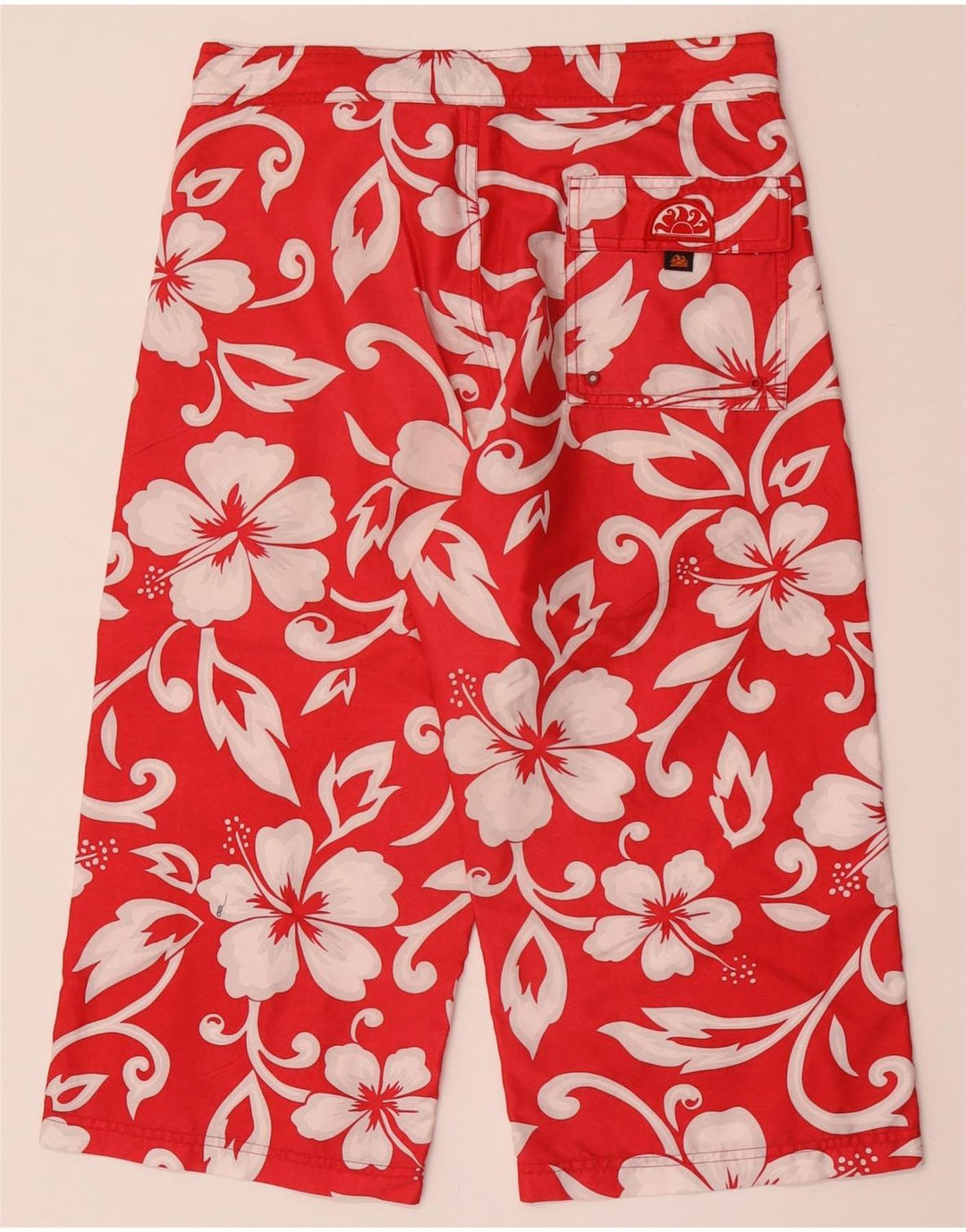 Sundek Pantalon Capri Femme W32 L19 Rouge Floral Polyester