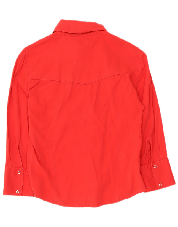 vintage Femmes 3/4 Manches Chemise Blouse UK 10 Petit Rouge
