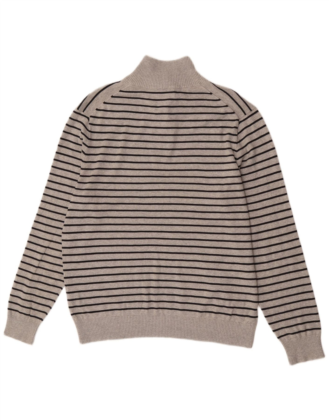 Nautica Pull à col boutonné pour homme en coton rayé gris