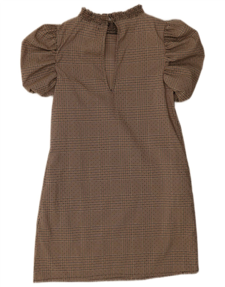 Zara Womens Basic Dress UK 6 XS Beige Pied-de-poule
