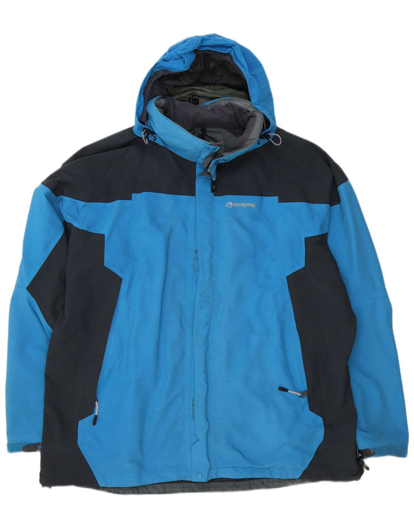 Sprayway Veste de pluie à capuche pour homme UK 44 2XL Bleu Colorblock Polyamide