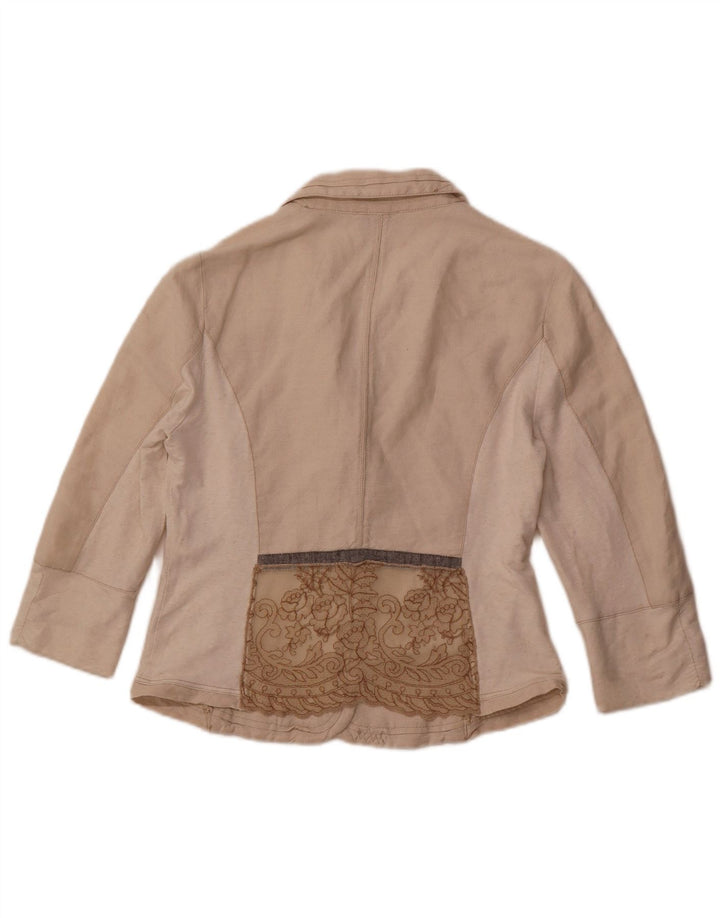 ELISA CAVALETTI Veste blazer à manches 3/4 pour femme UK 14 Large Beige
