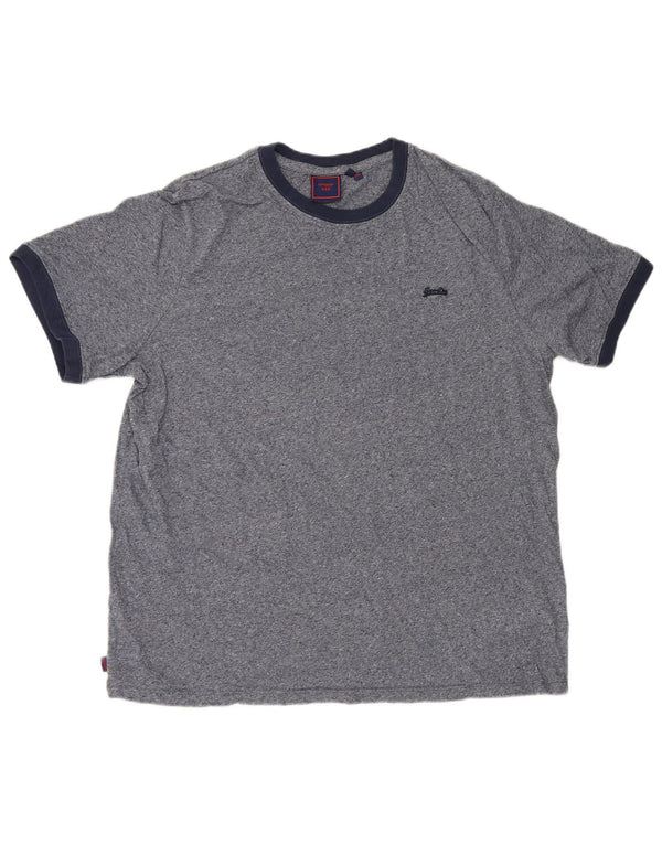 Superdry T-Shirt Homme Top 2XL Bleu Marine Moucheté Coton