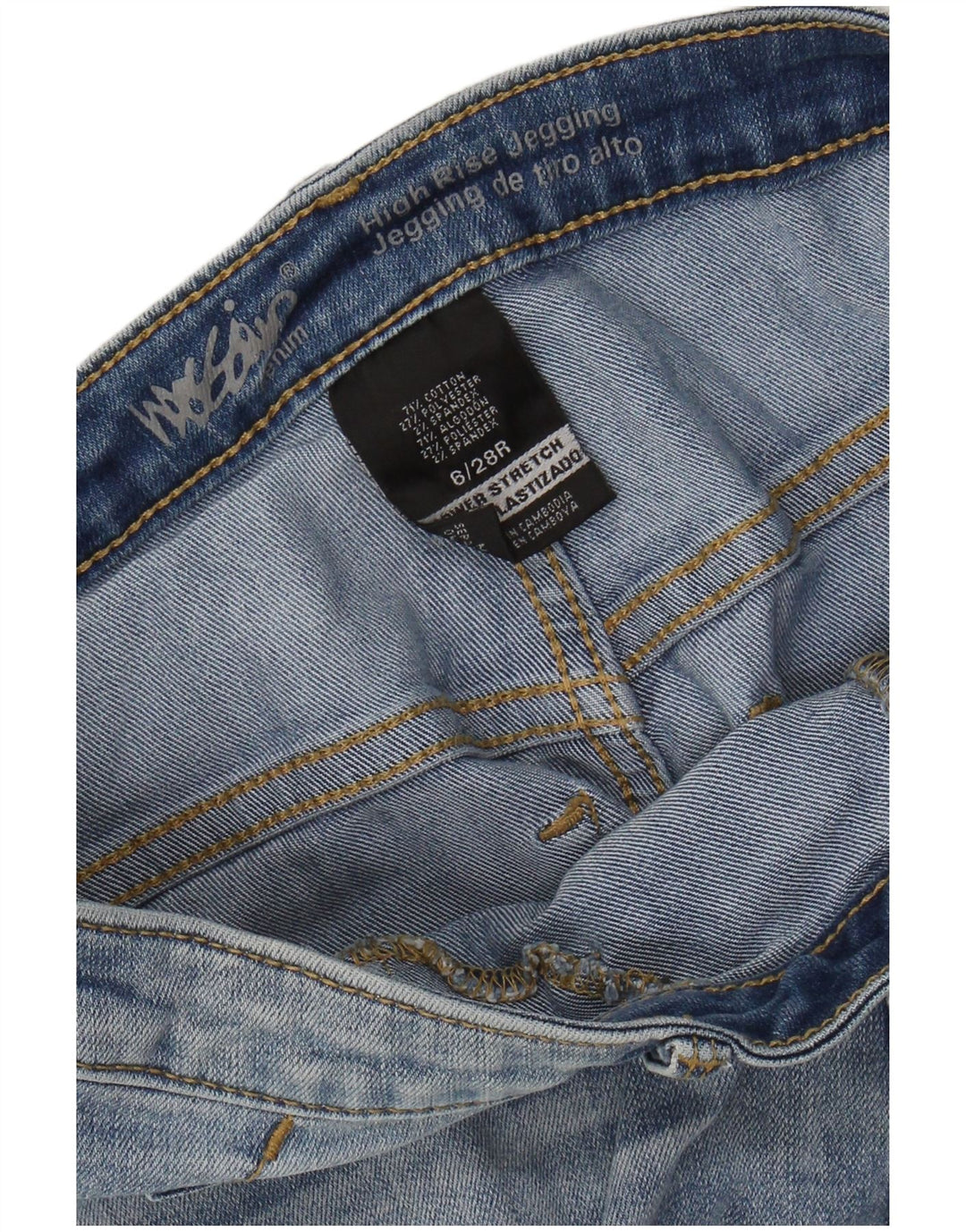 MOSSIMO Jean jegging taille haute effet vieilli pour femme US 6 Medium W28 L28 Bleu
