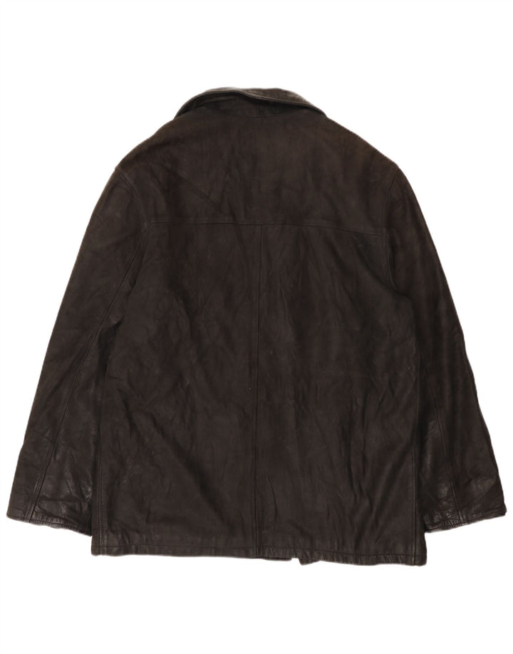 Desi Veste en cuir double boutonnage pour homme UK 42 XL Cuir noir