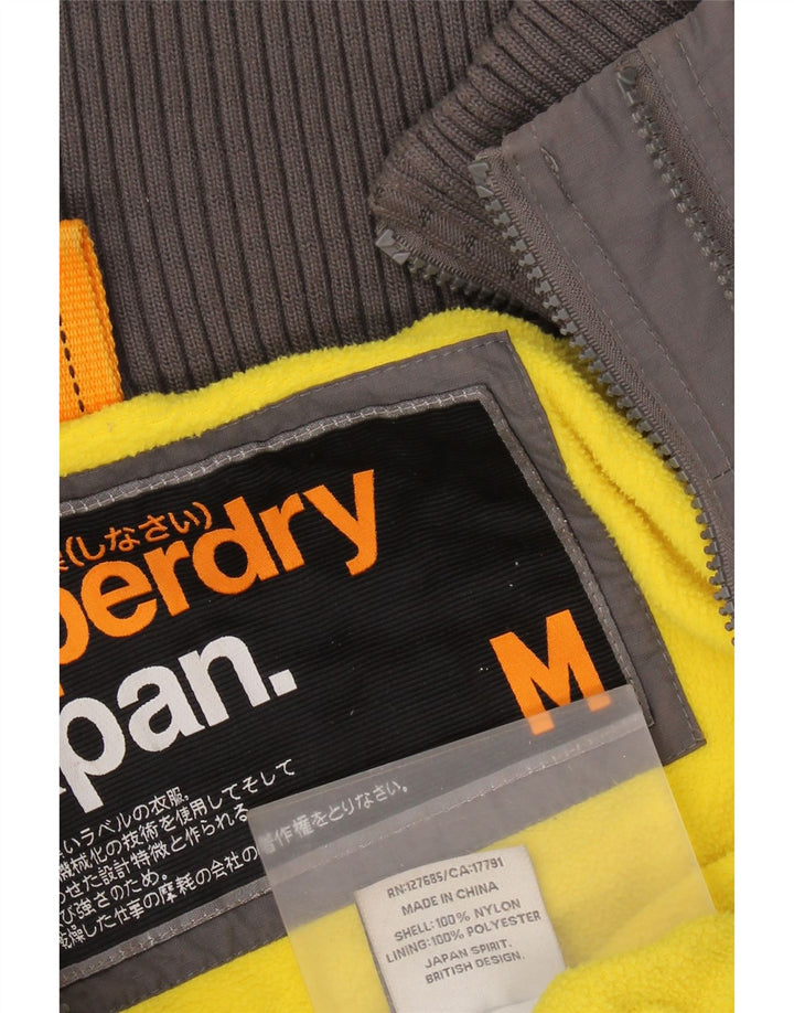 SUPERDRY Veste coupe-vent à capuche pour hommes UK 38 Nylon gris moyen