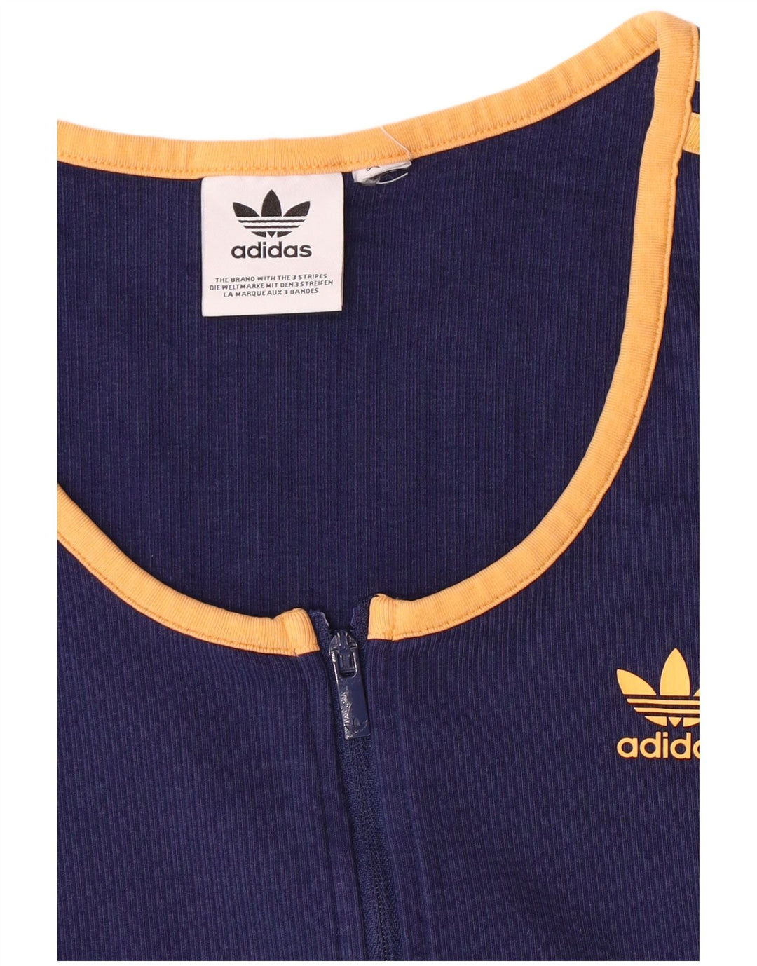 Adidas Womens Full Zip Crop Top UK 6 XS Bleu Marine