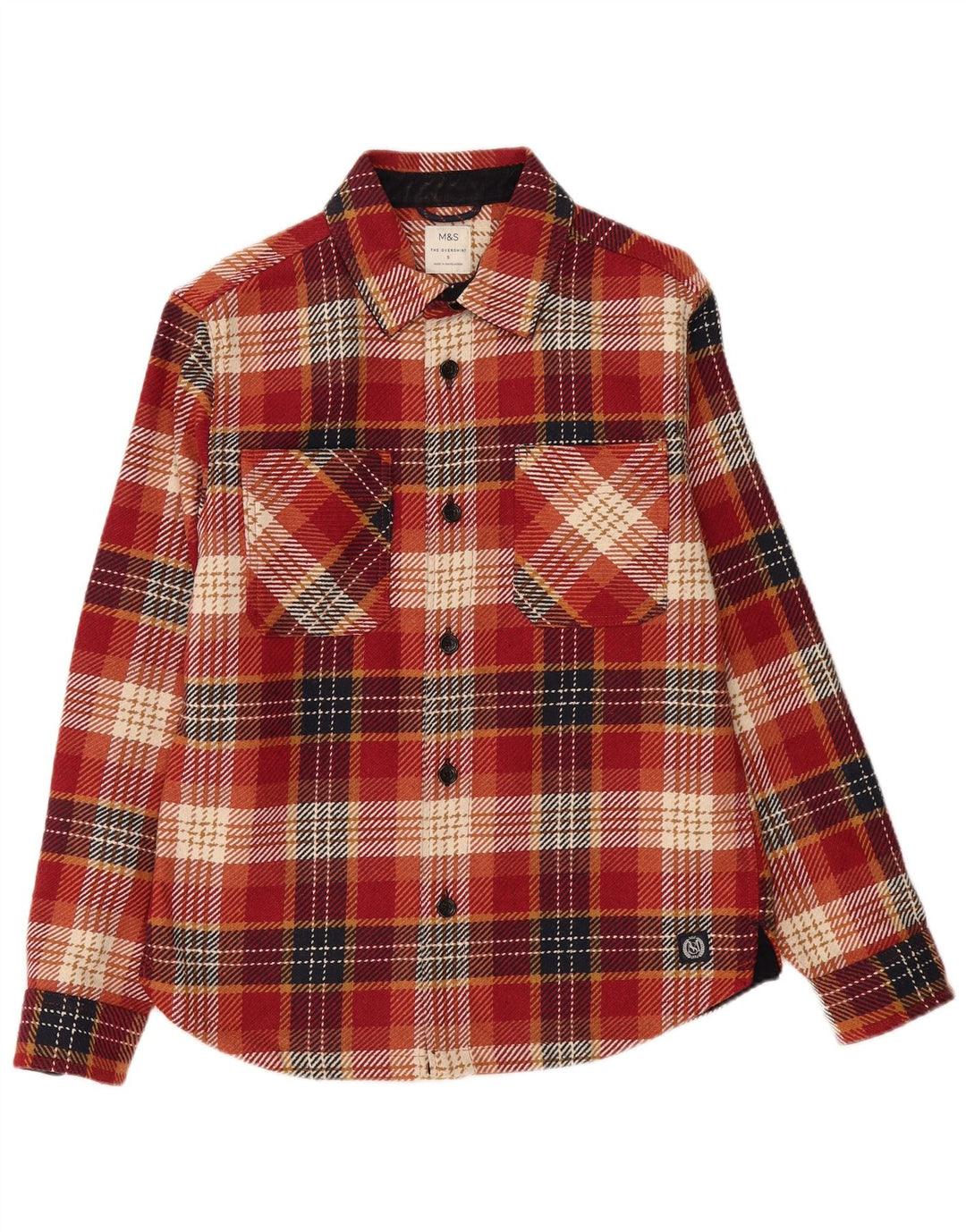 Marks & Spencer Chemise surchemise pour homme Petit carreaux rouges Polyester