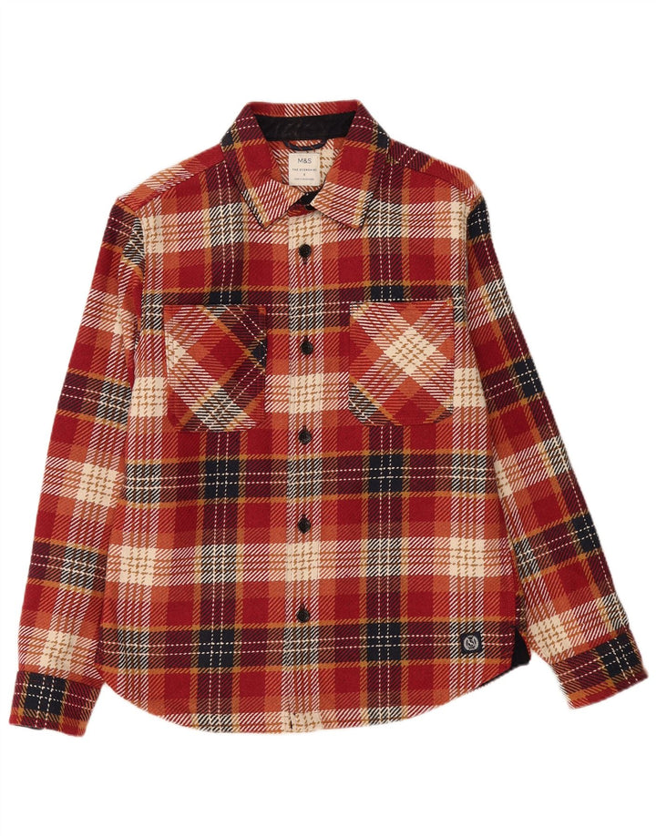 Marks & Spencer Chemise surchemise pour homme Petit carreaux rouges Polyester