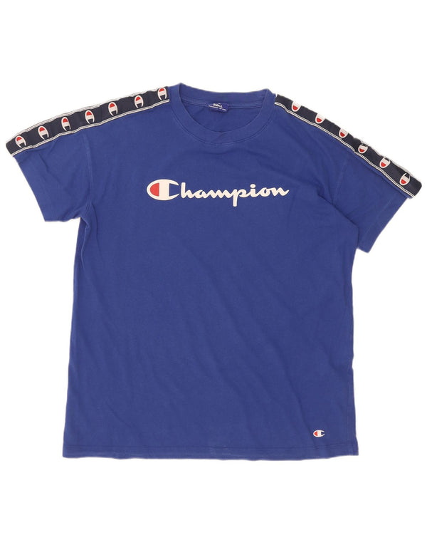 Champion T-Shirt Graphique Homme Petit Bleu Colorblock Coton