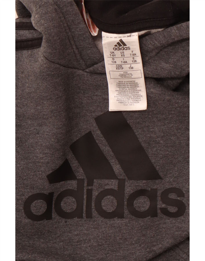 ADIDAS Pull à capuche graphique pour garçon 7-8 ans Gris Coton