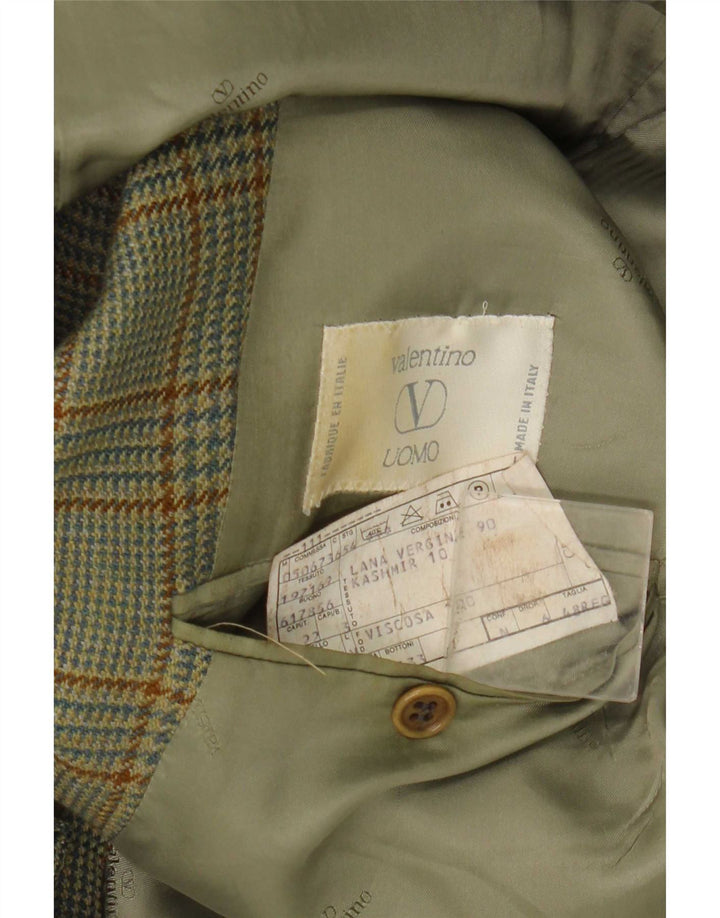 Valentino Veste blazer 2 boutons pour homme IT 48 Laine à carreaux vert moyen