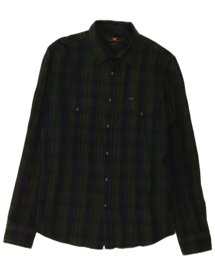 Lee Chemise slim en flanelle pour homme en coton à carreaux verts