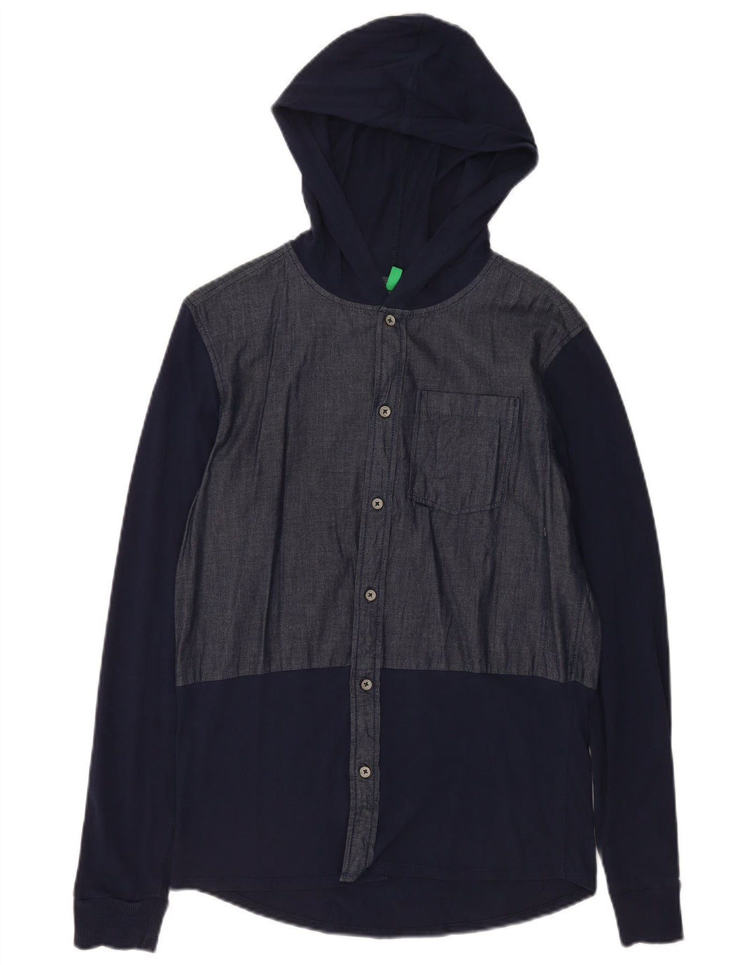 Benetton Chemise À Capuche Small Bleu Marine Colourblock Homme