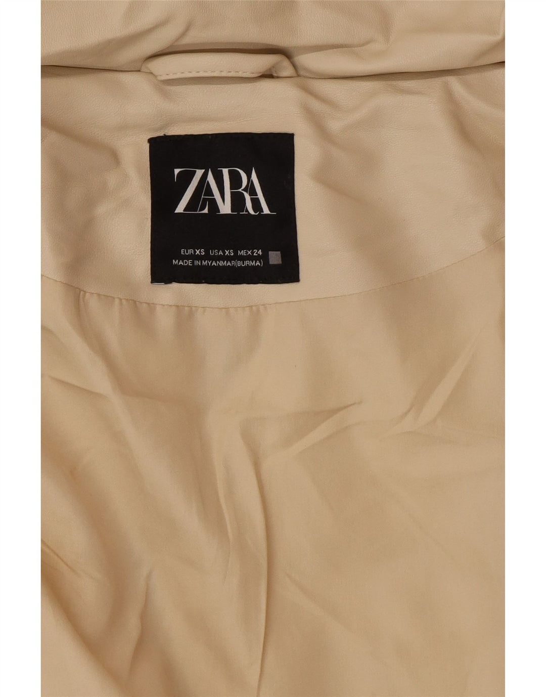 Zara Veste matelassée à capuche surdimensionnée pour femme UK 6 XS Beige