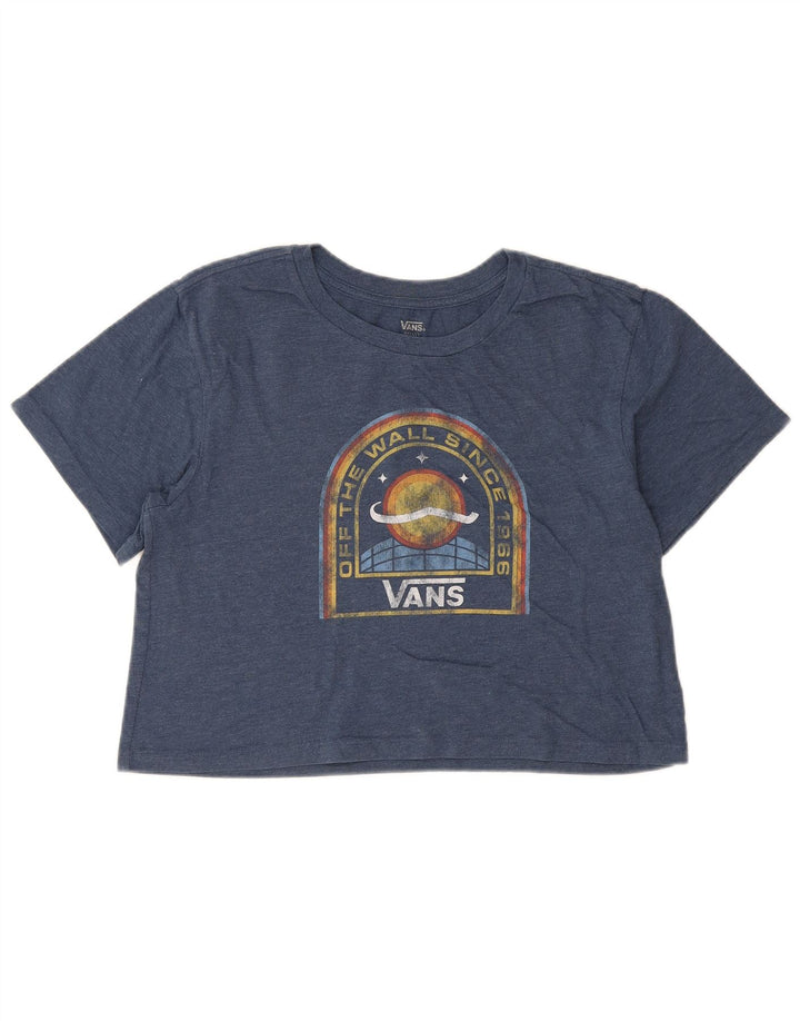 Vans Womens Crop Oversize Graphic T-Shirt Top UK 10 Petit Bleu