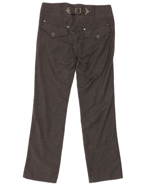 Pinko Pantalon décontracté régulier pour femme UK 8 Small W30 L29 Laine grise