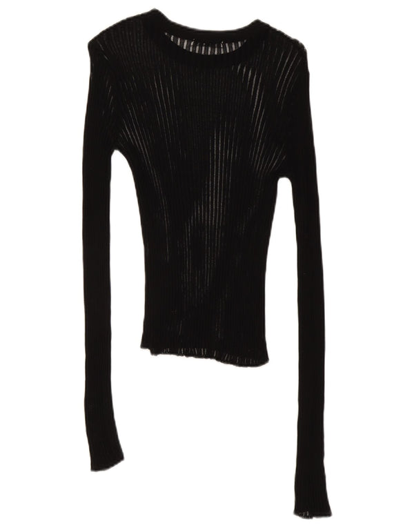 Zara Femme Top Manches Longues UK 8 Small Noir