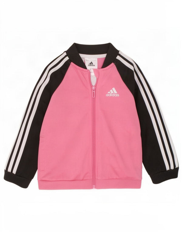 Adidas Veste de survêtement pour bébé fille 12-18 mois Rose Colourblock