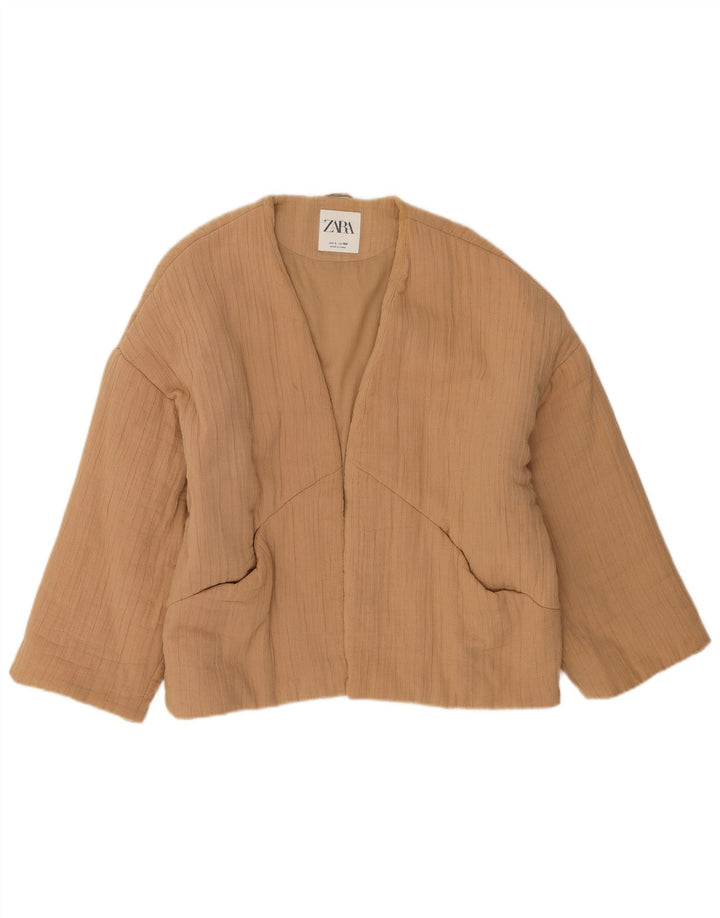 Zara Veste bomber ouverte surdimensionnée pour femme UK 16 Grand coton marron