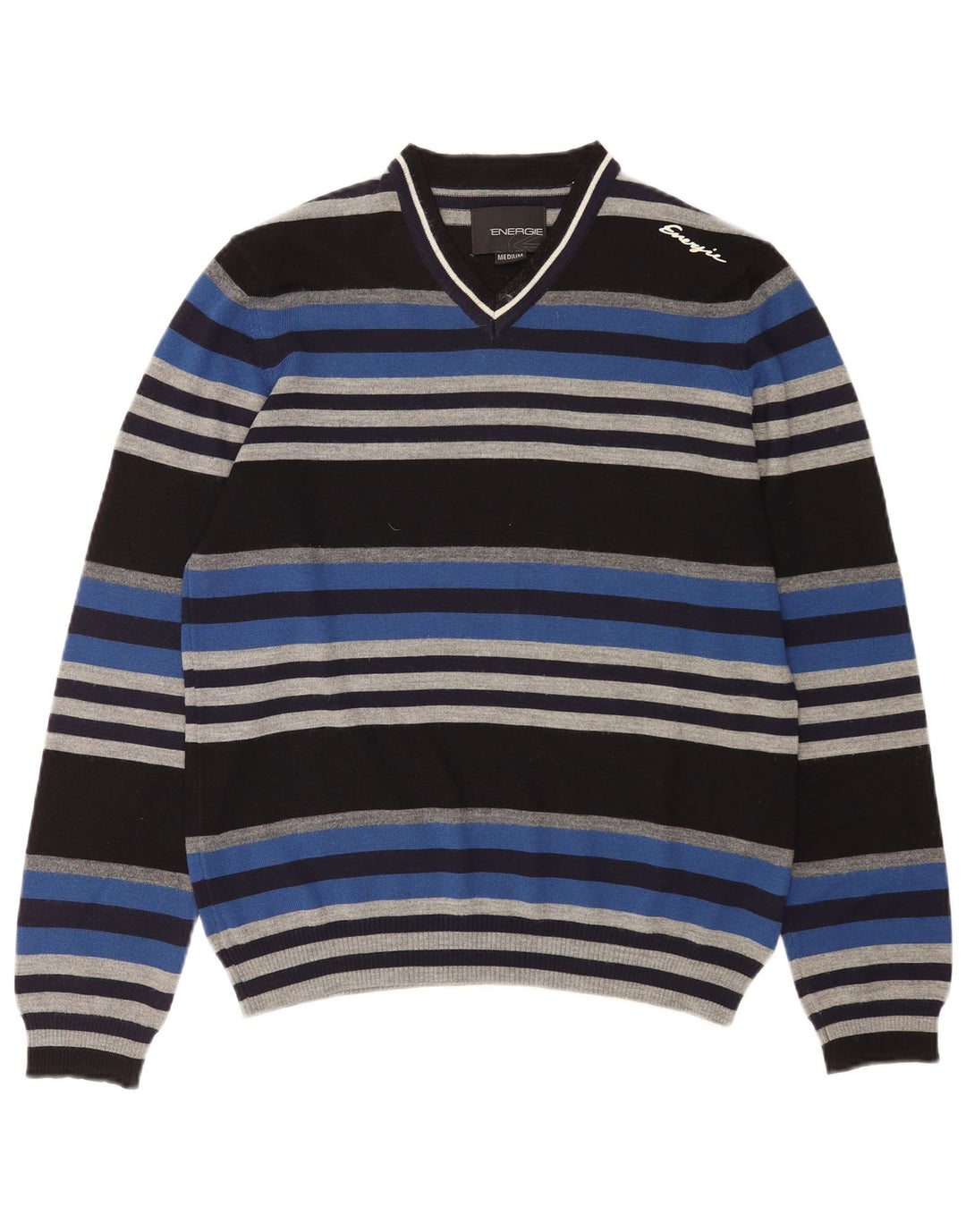 Energie Pull Col V Homme Rayé Multicolore Moyen
