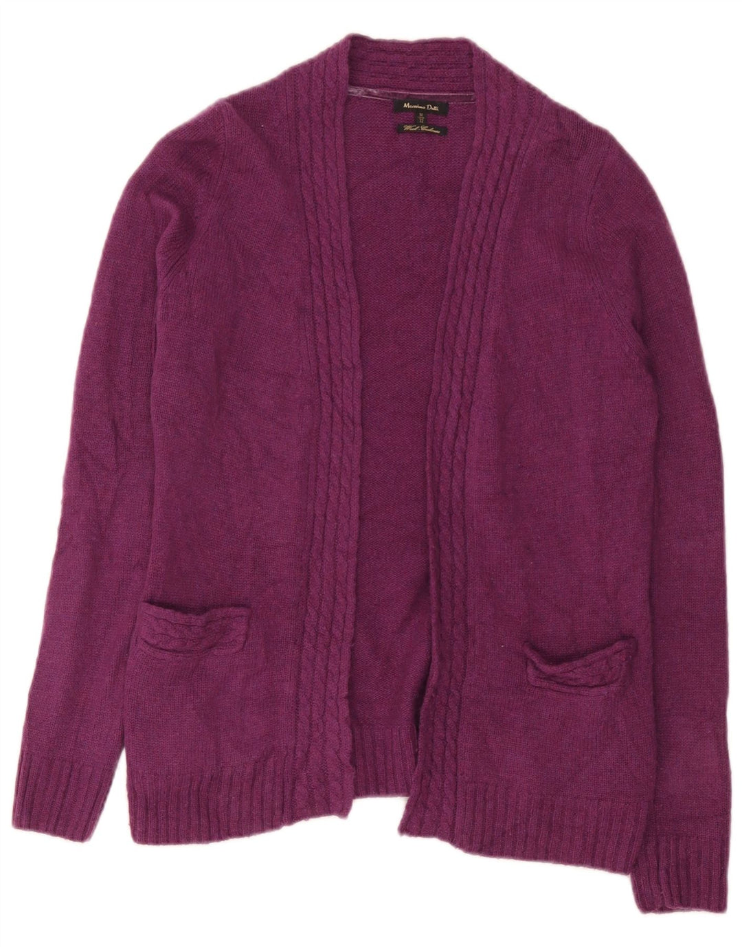 Massimo Dutti Pull Cardigan Ouvert pour Femme UK 12 Laine Violet Moyen