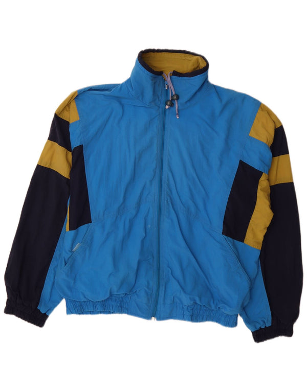 vintage Mens Loose Fit Survêtement Top Veste Bleu Moyen Colourblock