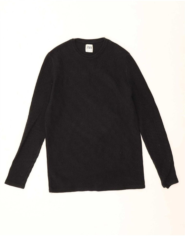 Zara Homme Top Manches Longues Petit Coton Noir