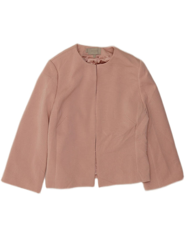 Hobbs Veste blazer courte ouverte pour femme UK 12 Viscose rose moyen