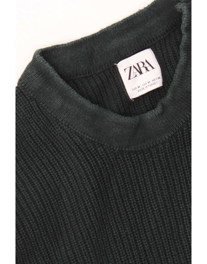 Zara Pull Col Ras Du Cou Homme Vert Moyen