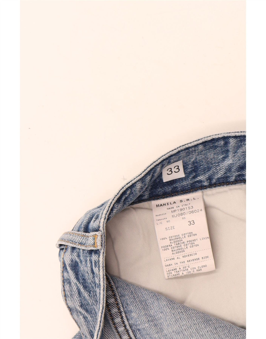 Mauro Grifoni Jean droit vieilli pour homme W33 L30 bleu coton