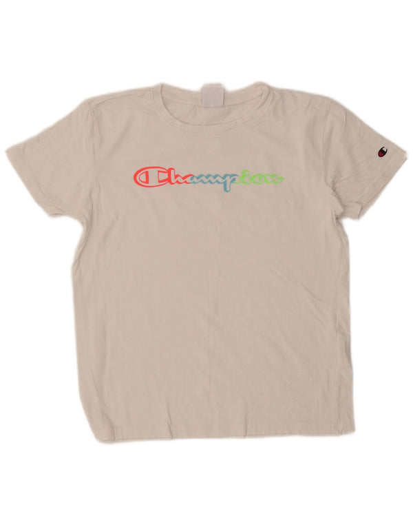 CHAMPION T-Shirt Graphique Femme UK 14 Coton Blanc Moyen