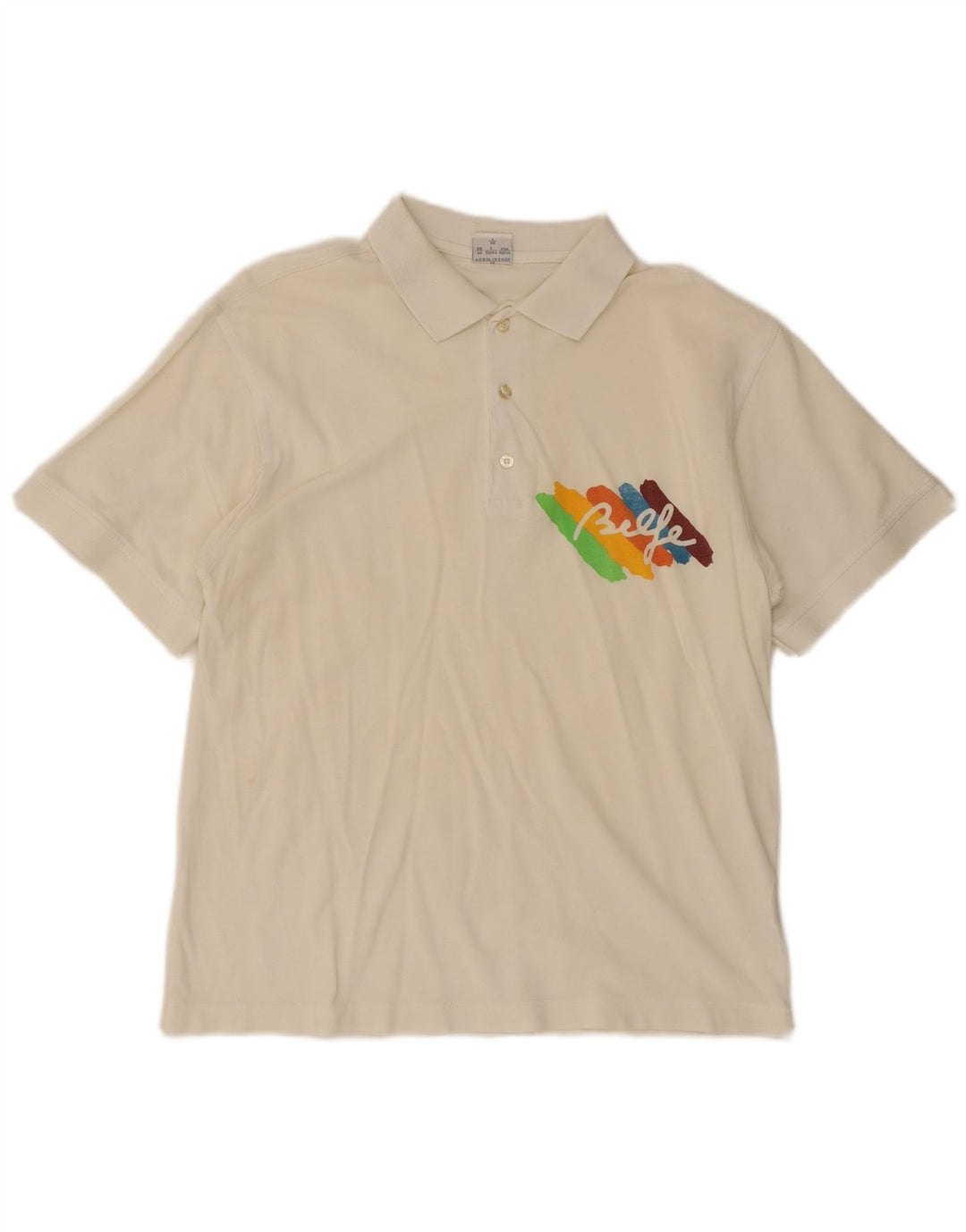 Belfe & Belfe Polo graphique pour homme UK 40 Medium Blanc