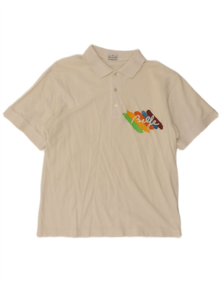Belfe & Belfe Polo graphique pour homme UK 40 Medium Blanc