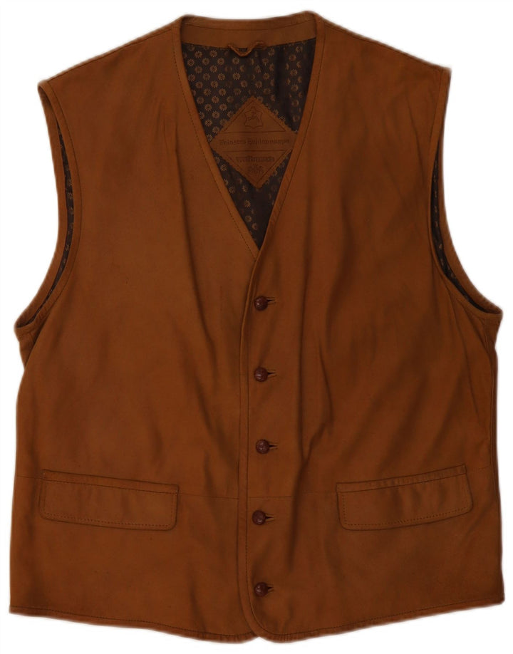 gilet en cuir homme vintage cuir marron moyen