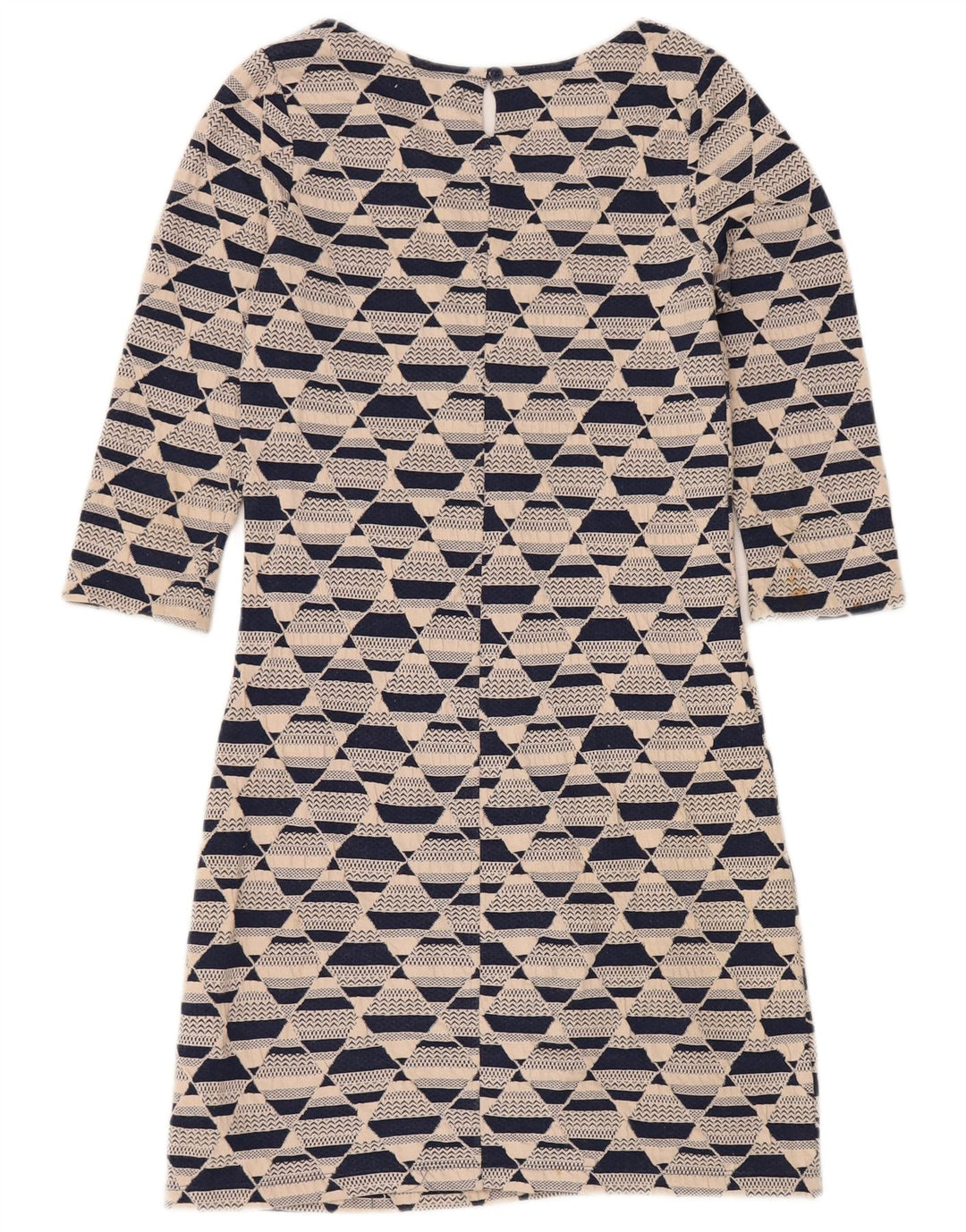 WHITE STUFF Robe droite à manches 3/4 pour femme UK 8 Small Beige Géométrique