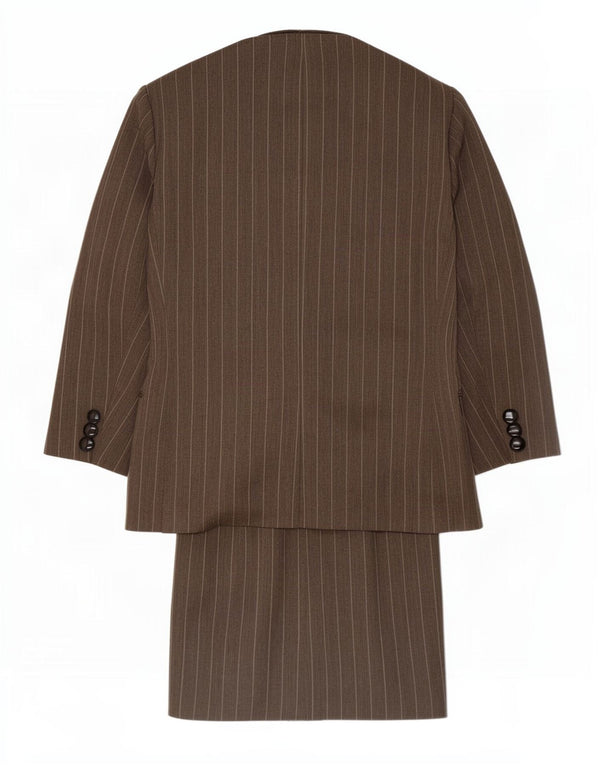Luisa Spagnoli Ensemble jupe 2 pièces pour femme IT 44 Medium W26 Marron à fines rayures