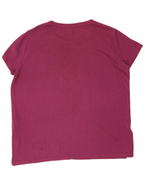 Marks & Spencer T-Shirt Femme Top UK 18 XL Violet Pinstripe Viscose