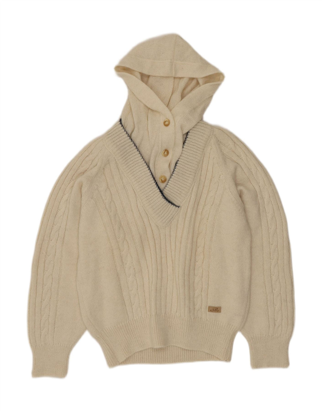 Silvy Pull à capuche et col boutonné pour femme IT 46 Large Blanc