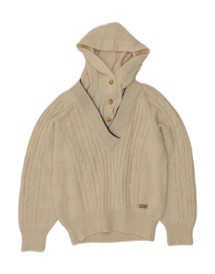 Silvy Pull à capuche et col boutonné pour femme IT 46 Large Blanc