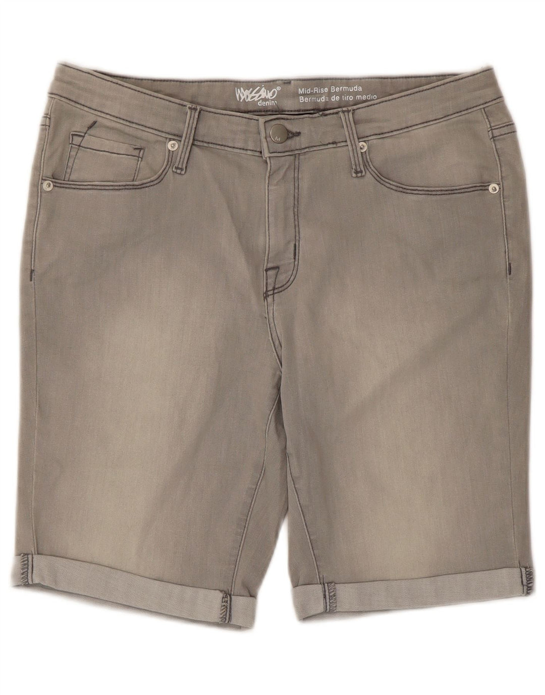 Mossimo Short en jean Power Stretch taille moyenne pour femme US 12 Large W31 Gris