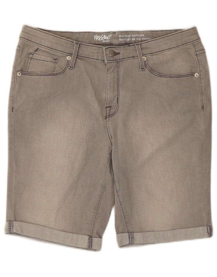 Mossimo Short en jean Power Stretch taille moyenne pour femme US 12 Large W31 Gris