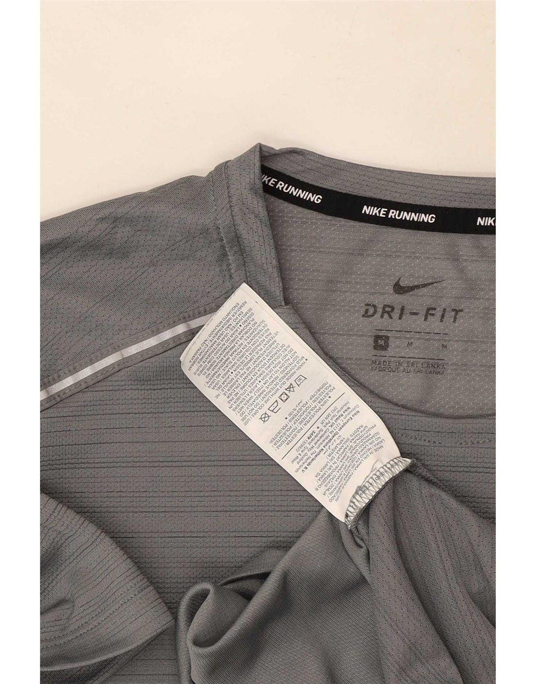 Nike Homme Dri Fit T-Shirt Haut Gris Moyen Rayé Polyester