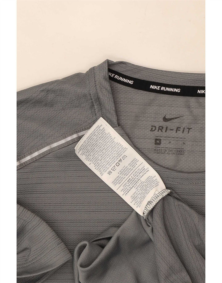 Nike Homme Dri Fit T-Shirt Haut Gris Moyen Rayé Polyester