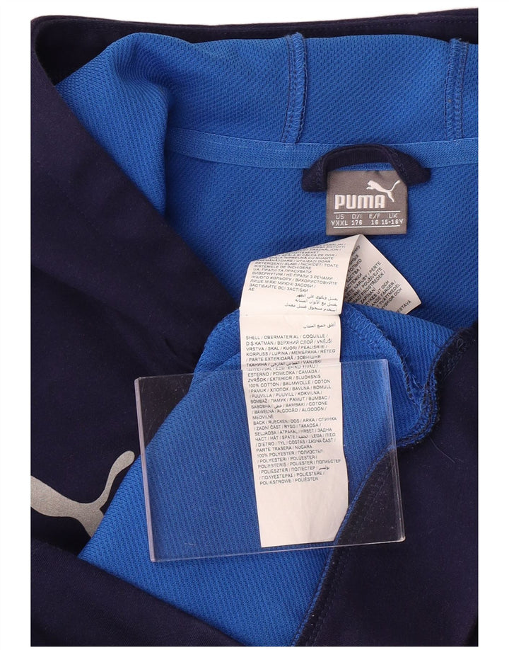 PUMA Pull à capuche zippé Italia Graphic pour garçon 15-16 ans Bleu marine Coton