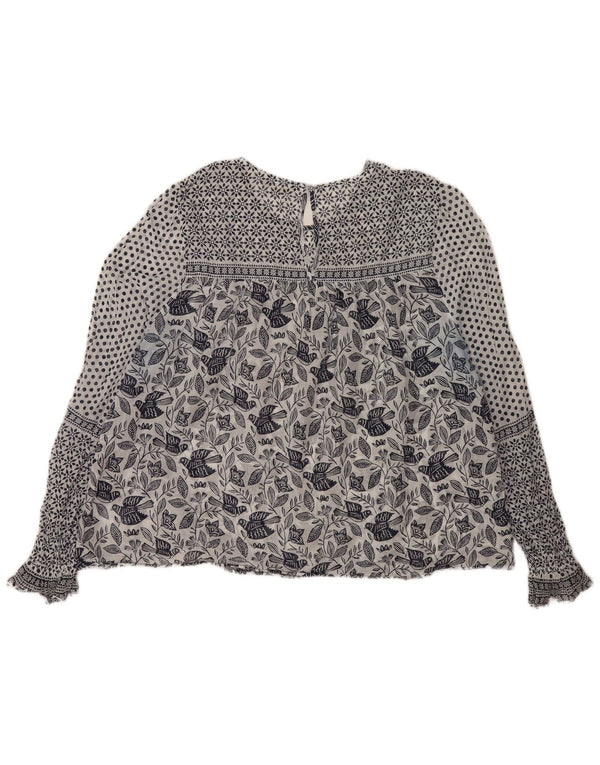 Haut chemisier transparent à manches longues Boden pour femme UK 18 XL Blanc Floral