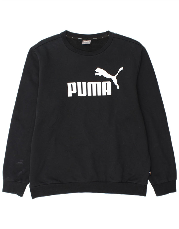 Puma Sweat-shirt graphique pour homme en coton noir Taille L