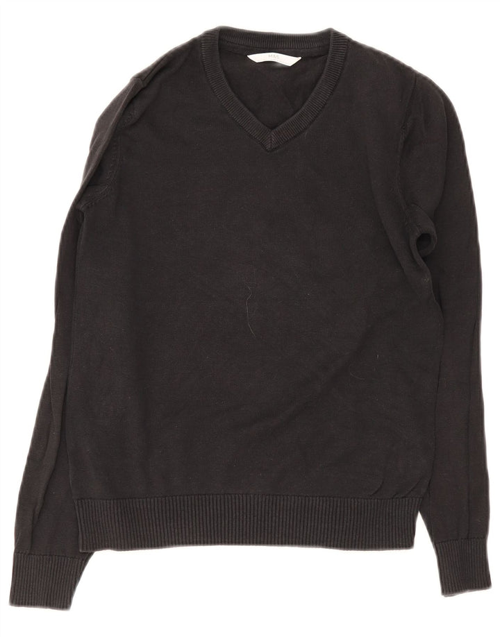 Marks & Spencer Pull col V pour garçon 10-11 ans Noir Coton